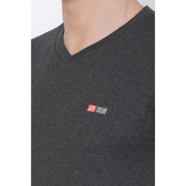 Men's Cotton Jersey V Neck Plain Tshirt (Charcoal Melange)