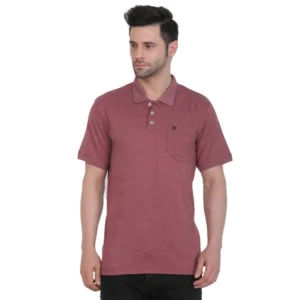 Men's Poly Viscose Polo Plain Tshirt (Maroon Melange)