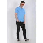 Men's Poly Viscose Polo Plain Tshirt (Blue Melange)