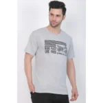 Men's Cotton Jersey Round Neck Printed Tshirt (Grey Melange)