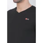 Men's Cotton Jersey V Neck Plain Tshirt (Black)