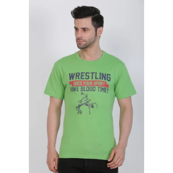 Men's Cotton Jersey Round Neck Printed Tshirt (Pale Green)