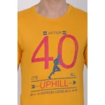 Men's Cotton Jersey Round Neck Printed Tshirt (Mustard Yellow)