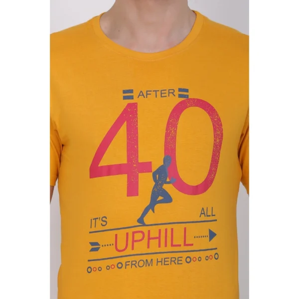 Men's Cotton Jersey Round Neck Printed Tshirt (Mustard Yellow)