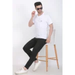 Men's Cotton Jersey V Neck Plain Tshirt (White)