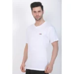 Men's Cotton Jersey V Neck Plain Tshirt (White)