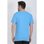 Men's Cotton Jersey V Neck Printed Tshirt (Turquoise Blue)