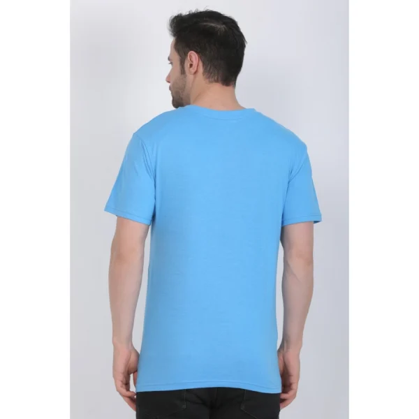 Men's Cotton Jersey V Neck Printed Tshirt (Turquoise Blue)