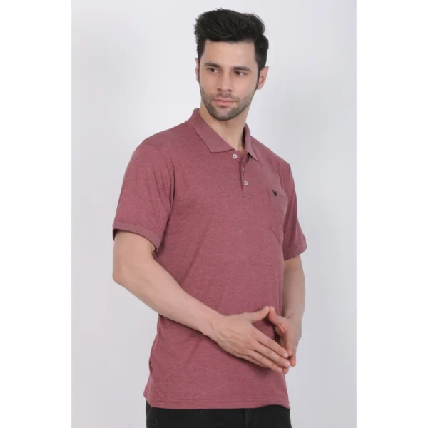 Men's Poly Viscose Polo Plain Tshirt (Maroon Melange)
