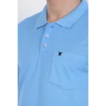 Men's Poly Viscose Polo Plain Tshirt (Blue Melange)