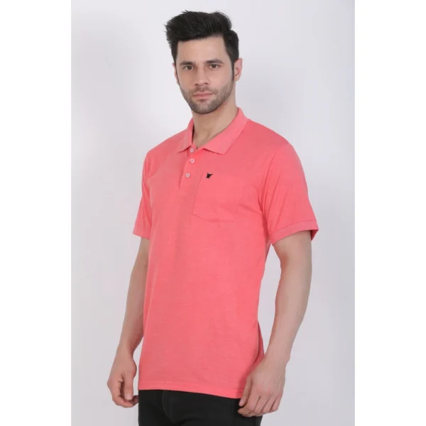 Men's Poly Viscose Polo Plain Tshirt (Red Melange)