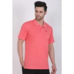 Men's Poly Viscose Polo Plain Tshirt (Red Melange)