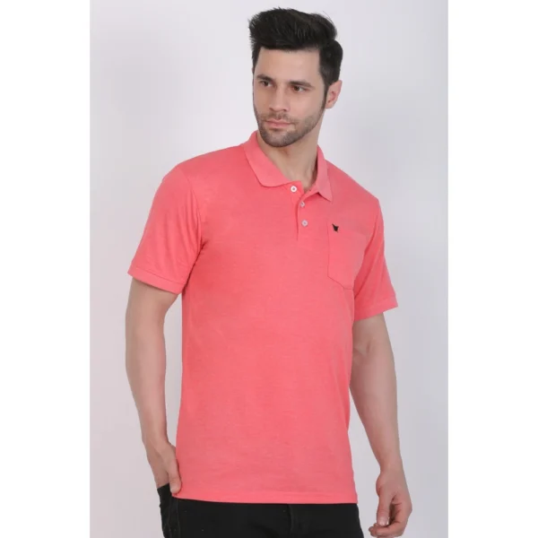 Men's Poly Viscose Polo Plain Tshirt (Red Melange)