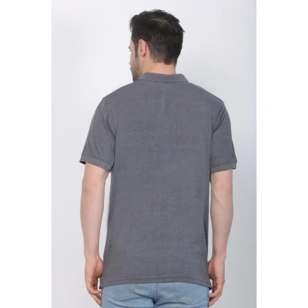 Men's Poly Viscose Polo Plain Tshirt (Charcoal Melange)