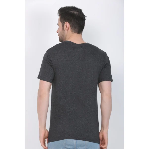 Men's Cotton Jersey Round Neck Printed Tshirt (Charcoal Melange)