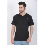 Men's Cotton Jersey V Neck Plain Tshirt (Black)