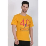 Men's Cotton Jersey Round Neck Printed Tshirt (Mustard Yellow)