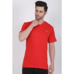 Men's Cotton Jersey V Neck Plain Tshirt (Red)