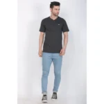 Men's Cotton Jersey V Neck Plain Tshirt (Charcoal Melange)