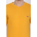 Men's Cotton Jersey V Neck Plain Tshirt (Mustard Yellow)
