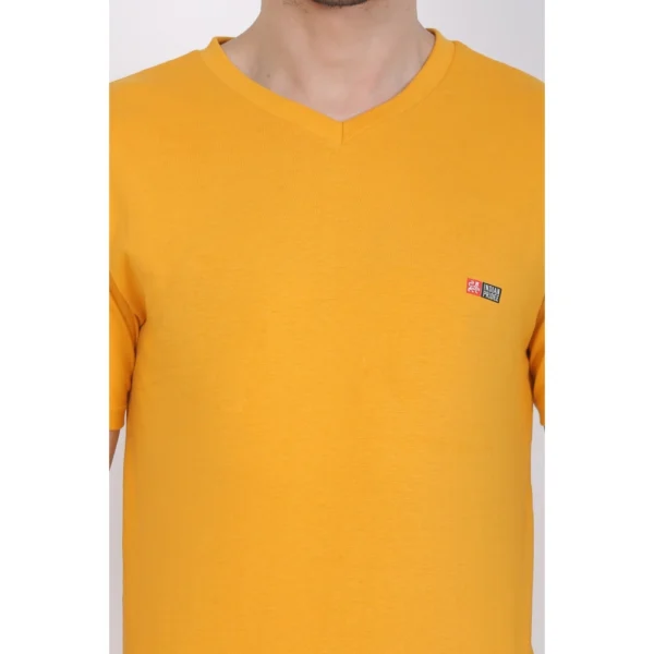 Men's Cotton Jersey V Neck Plain Tshirt (Mustard Yellow)