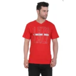 Men's Cotton Jersey V Neck Printed Tshirt (Red)