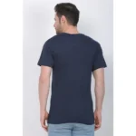 Men's Cotton Jersey V Neck Printed Tshirt (Navy)