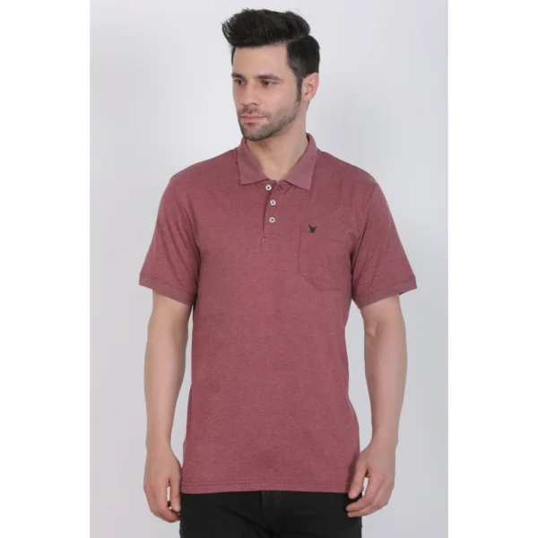 Men's Poly Viscose Polo Plain Tshirt (Maroon Melange)