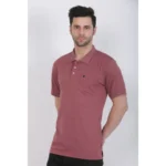 Men's Poly Viscose Polo Plain Tshirt (Maroon Melange)