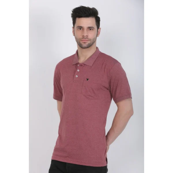 Men's Poly Viscose Polo Plain Tshirt (Maroon Melange)