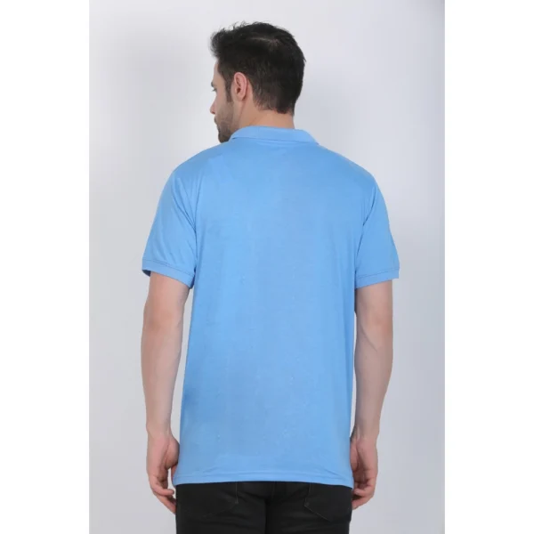 Men's Poly Viscose Polo Plain Tshirt (Blue Melange)