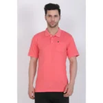 Men's Poly Viscose Polo Plain Tshirt (Red Melange)
