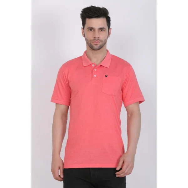 Men's Poly Viscose Polo Plain Tshirt (Red Melange)