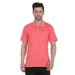 Men's Poly Viscose Polo Plain Tshirt (Red Melange)