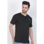 Men's Cotton Jersey V Neck Plain Tshirt (Black)