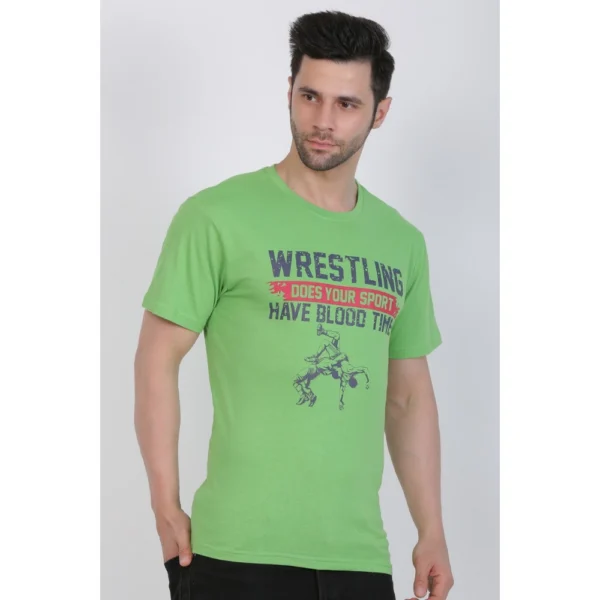 Men's Cotton Jersey Round Neck Printed Tshirt (Pale Green)
