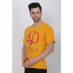 Men's Cotton Jersey Round Neck Printed Tshirt (Mustard Yellow)