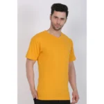 Men's Cotton Jersey V Neck Plain Tshirt (Mustard Yellow)