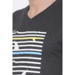 Men's Cotton Jersey V Neck Printed Tshirt (Charcoal Melange)