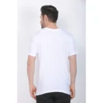 Men's Cotton Jersey V Neck Printed Tshirt (White)