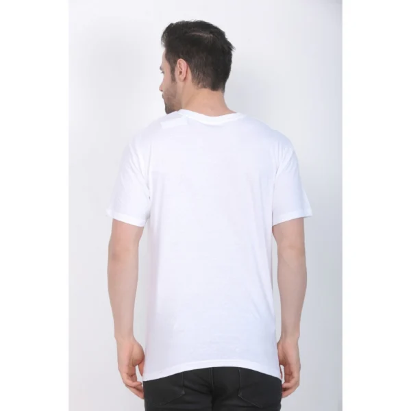 Men's Cotton Jersey V Neck Printed Tshirt (White)