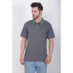 Men's Poly Viscose Polo Plain Tshirt (Charcoal Melange)
