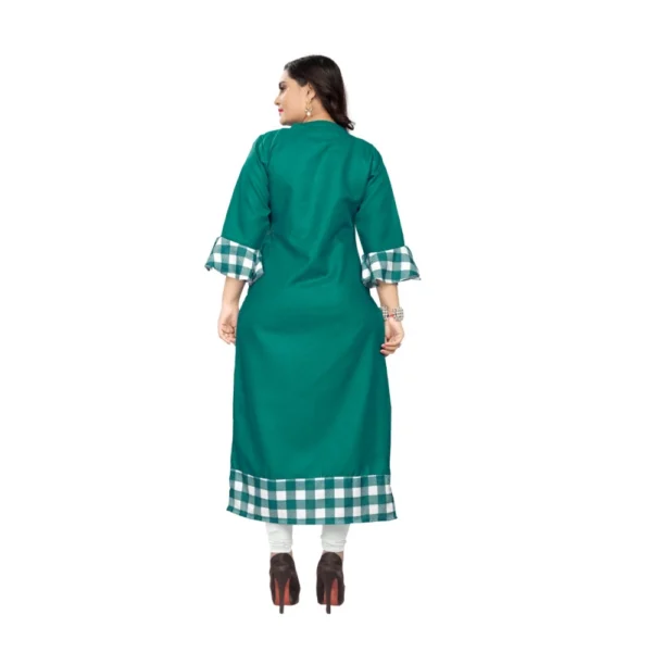 Women's Cotton Digital Printed Straight Kurti (Turquoise Green)