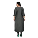 Women's Cotton Embroidery Straight Kurti (Grey)