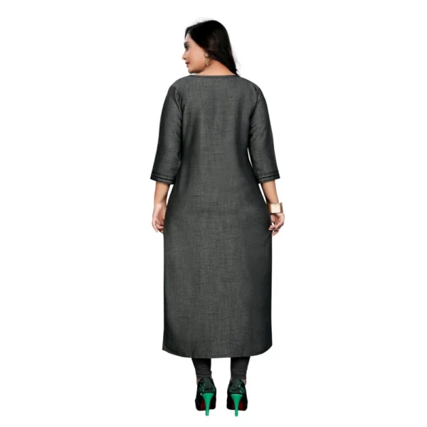 Women's Cotton Embroidery Straight Kurti (Grey)