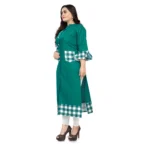Women's Cotton Digital Printed Straight Kurti (Turquoise Green)