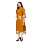 Women's Cotton Digital Printed Straight Kurti (Mustard Yellow)