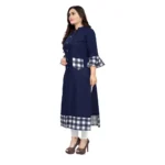 Women's Cotton Digital Printed Straight Kurti (Navy Blue)