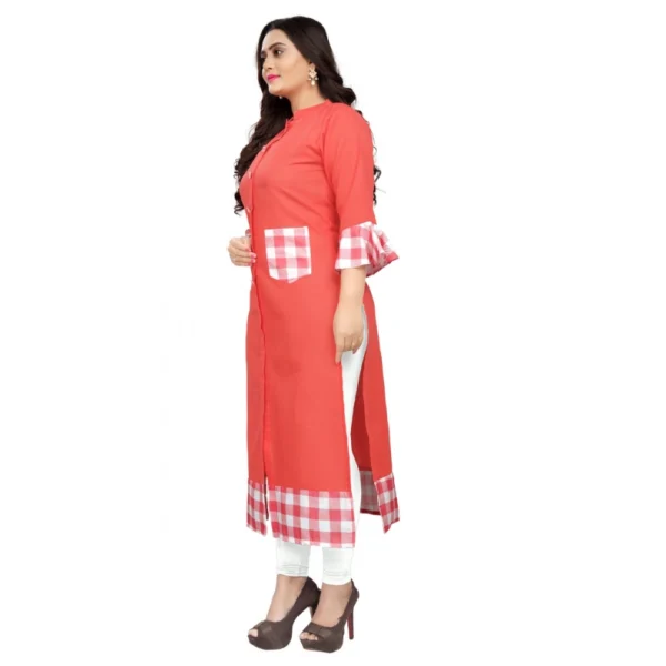 Women's Cotton Digital Printed Straight Kurti (Peach)