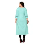 Women's Cotton Embroidery Straight Kurti (Light Blue)